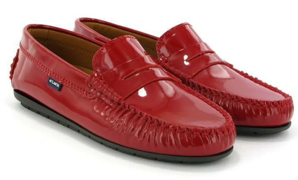 Altanta Mocassin Red Patent Leather Penny Loafer