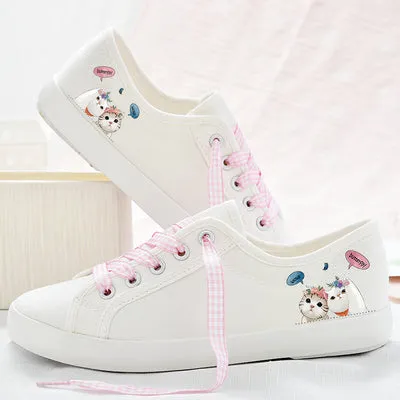 Cat Printing Women Casual Canvas Sneaker Shoes