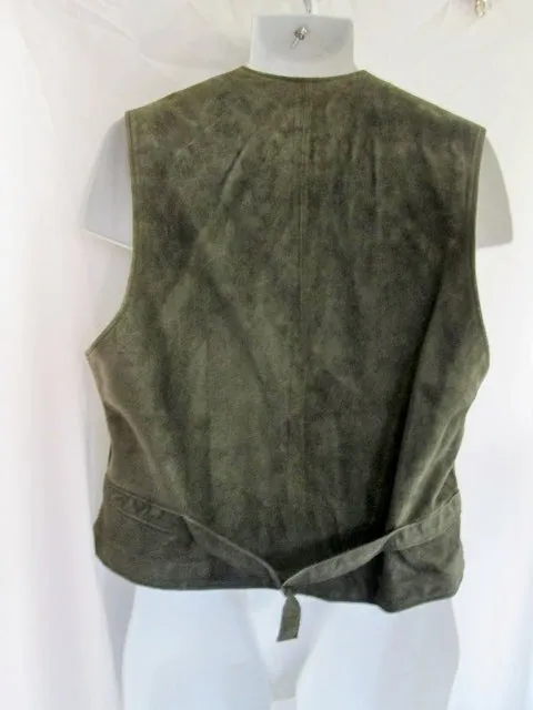 Mens GAP LEATHER SUEDE Sleeveless JACKET Coat VEST GRAY L Cowboy Western