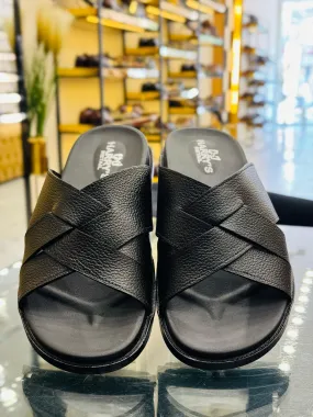 PLAIN CROSS BLACK SLIPPERS