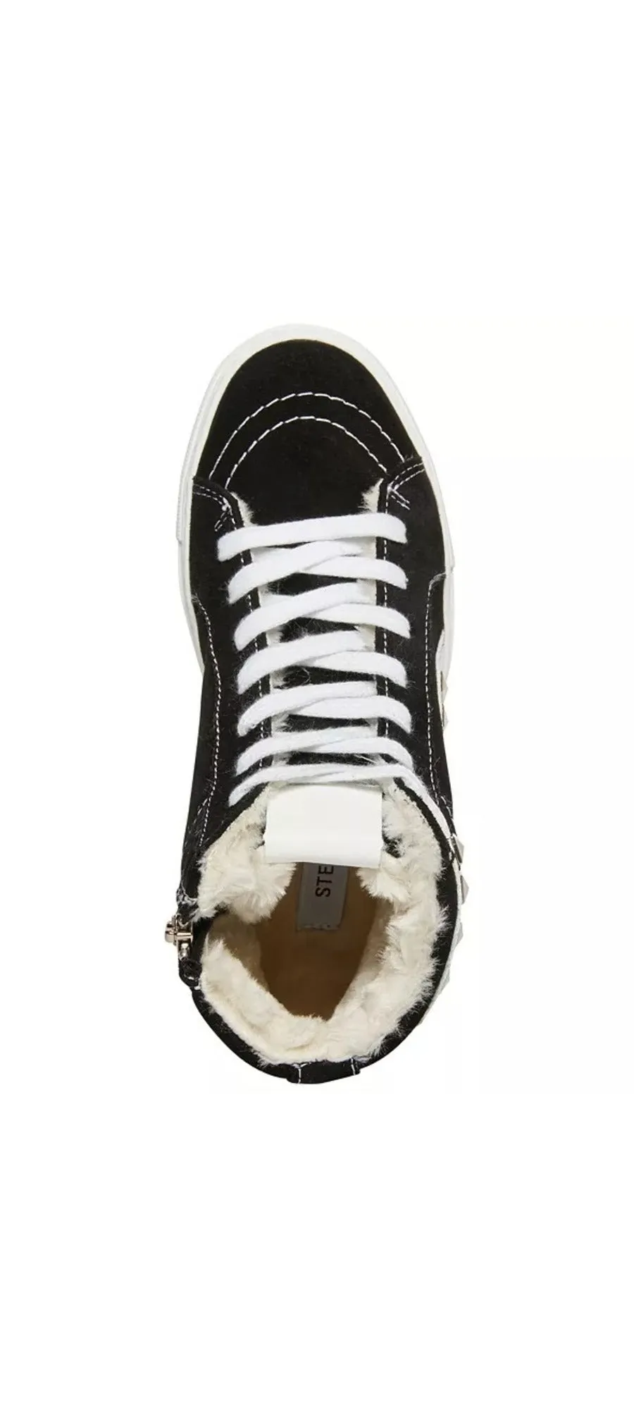 Steve Madden Tracey-F Black Suede Fashion High Top Lace Up Embellished Sneakers