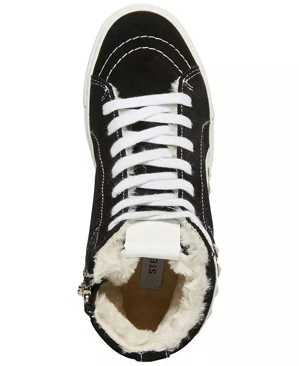 Steve Madden Tracey-F Black Suede Fashion High Top Lace Up Embellished Sneakers