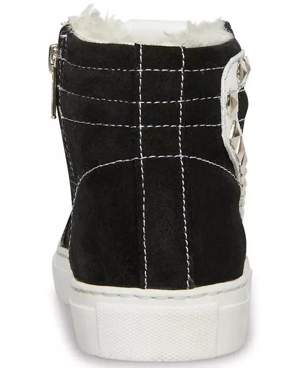 Steve Madden Tracey-F Black Suede Fashion High Top Lace Up Embellished Sneakers