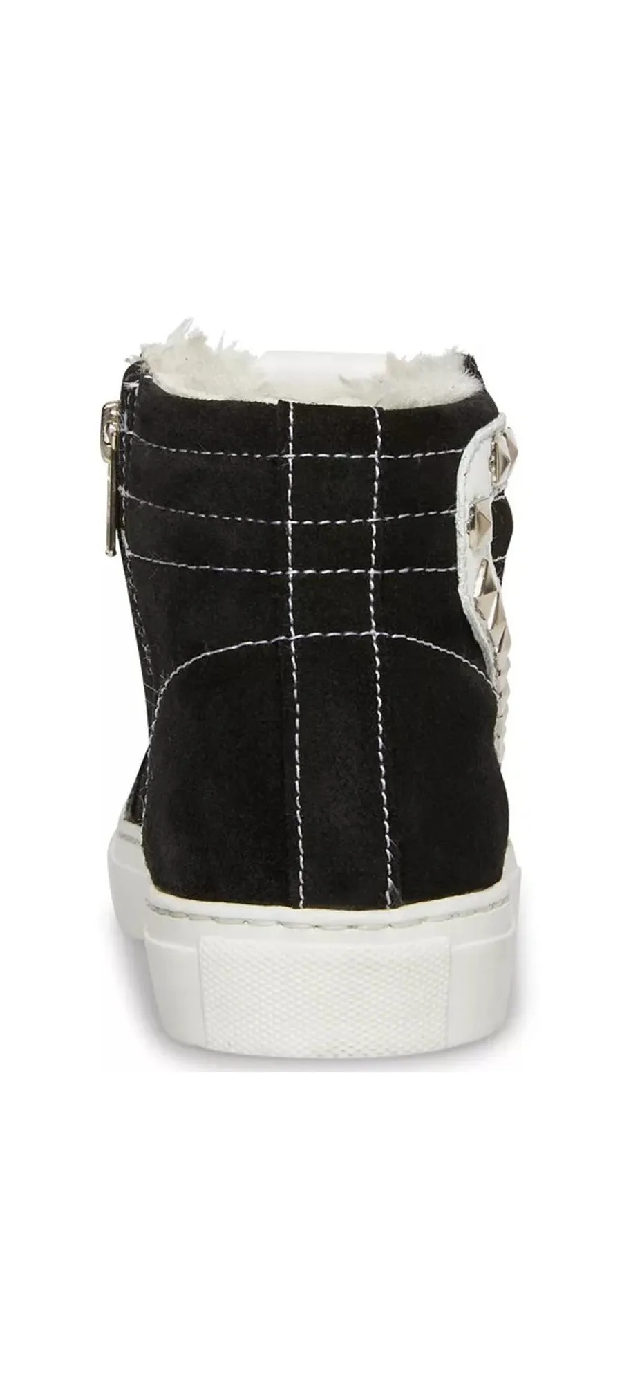 Steve Madden Tracey-F Black Suede Fashion High Top Lace Up Embellished Sneakers