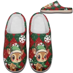 Unique Gift,Personalized Santa Claus Indoor Slippers, Custom Fur and Warm Slippers, Holiday Cheer Winter Slippers