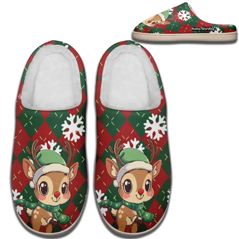 Unique Gift,Personalized Santa Claus Indoor Slippers, Custom Fur and Warm Slippers, Holiday Cheer Winter Slippers