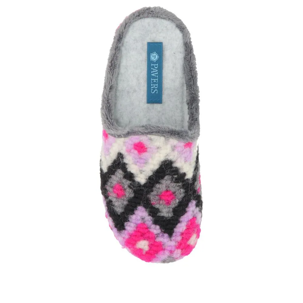 Warm-Lined Knitted Mule Slippers - KOY40009 / 325 998