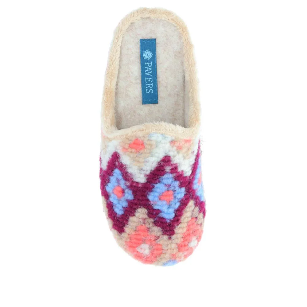 Warm-Lined Knitted Mule Slippers - KOY40009 / 325 998
