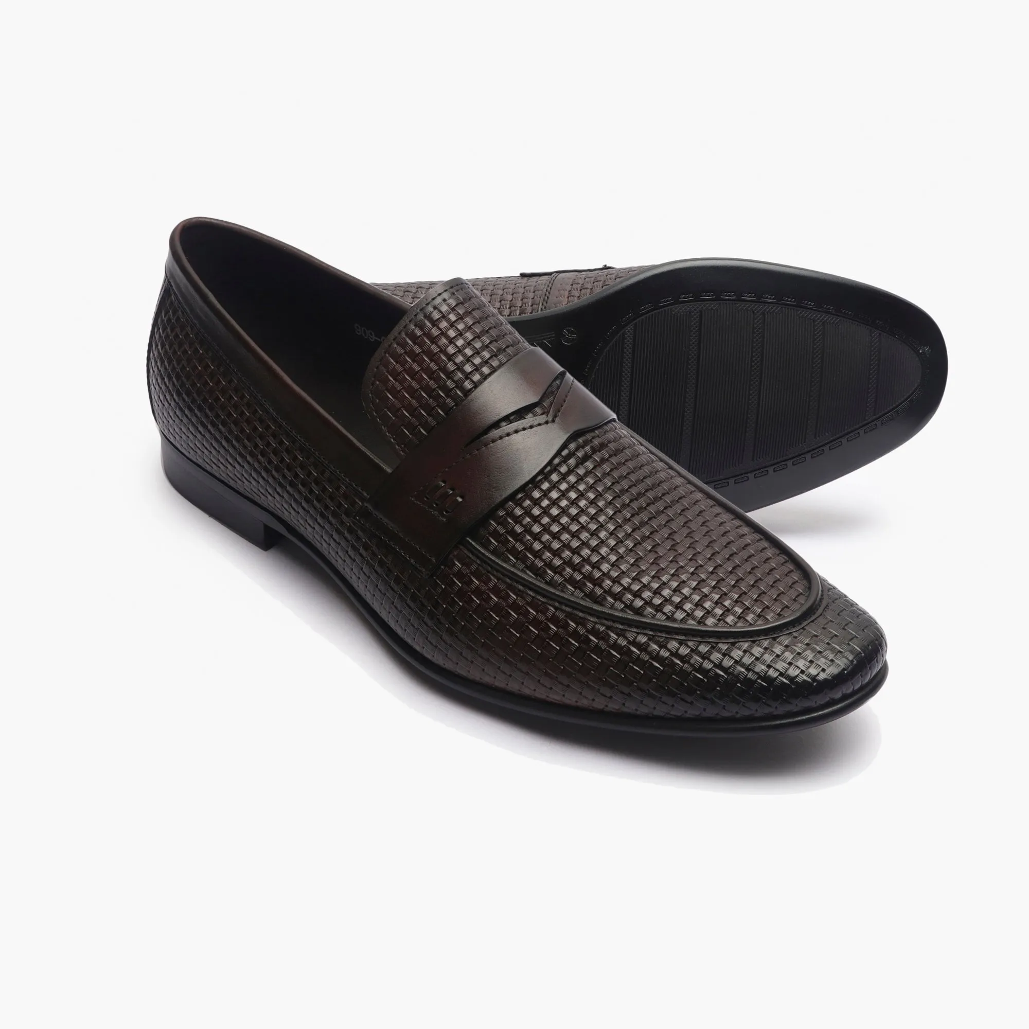 Weave Textured Penny Slip Ons