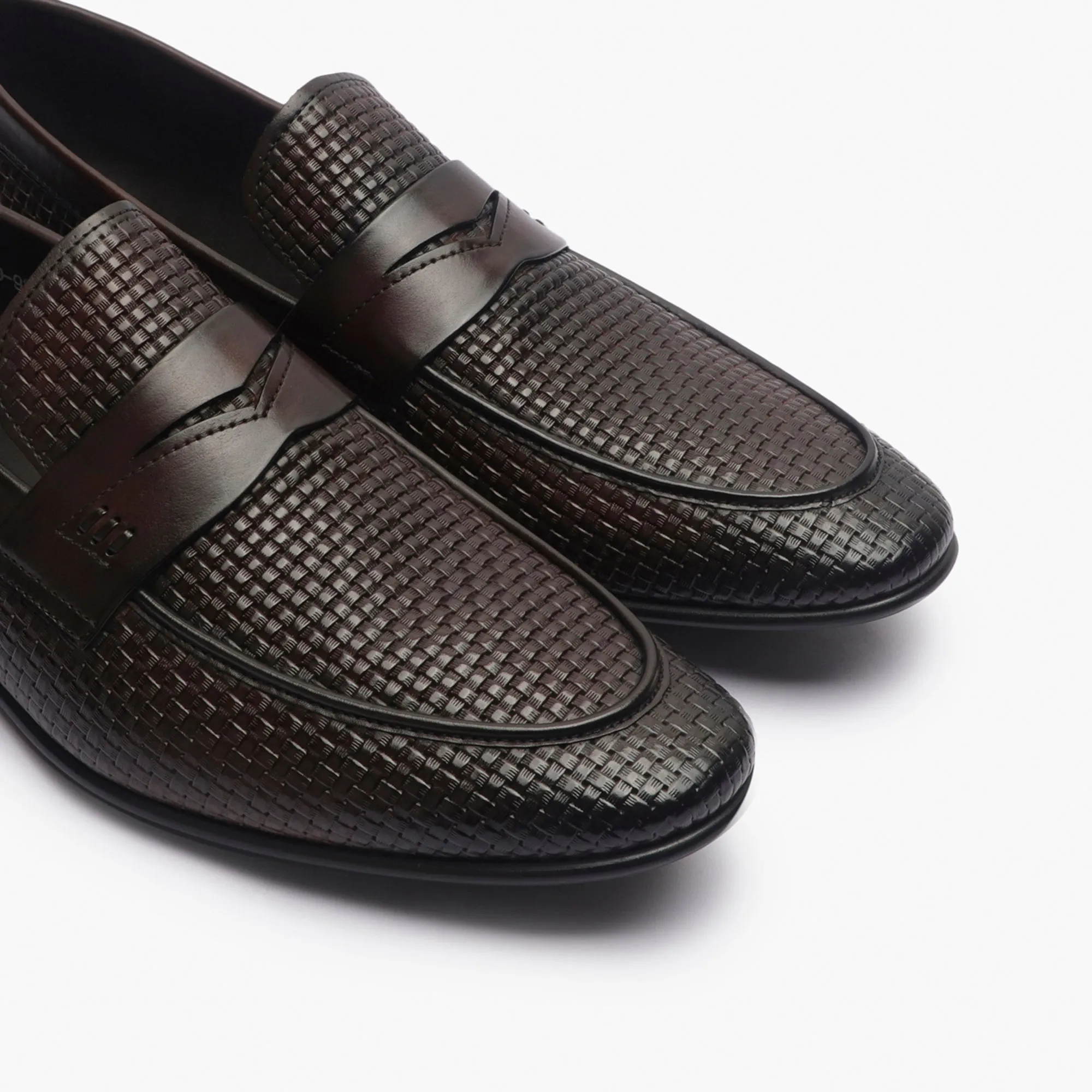 Weave Textured Penny Slip Ons