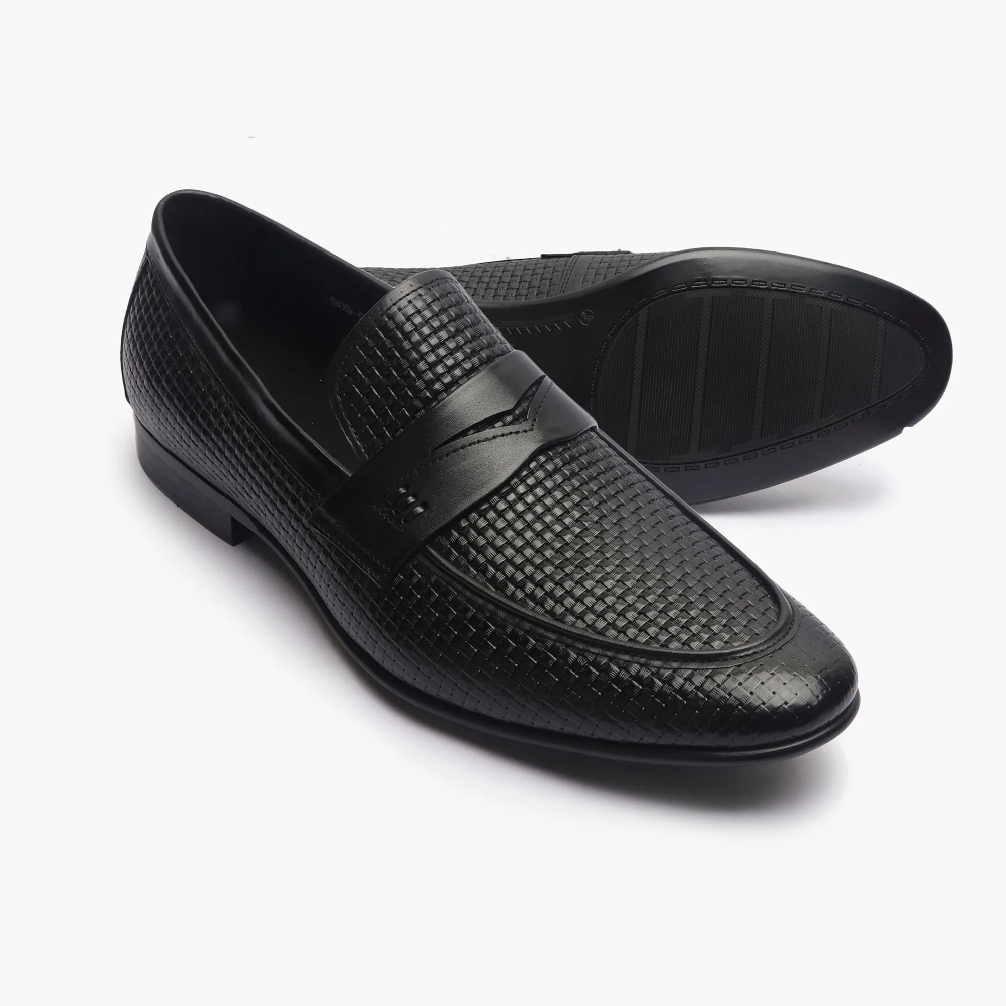 Weave Textured Penny Slip Ons