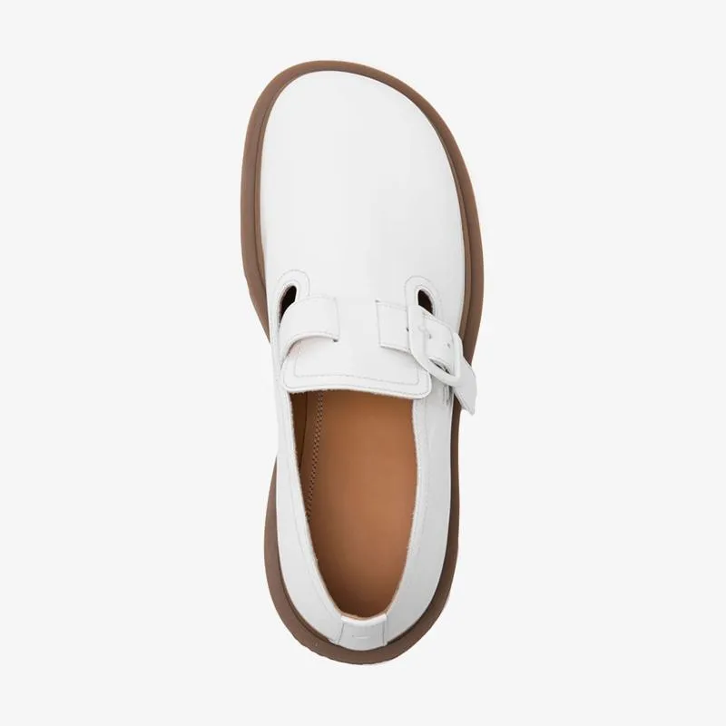 White Leather Monk Loafers