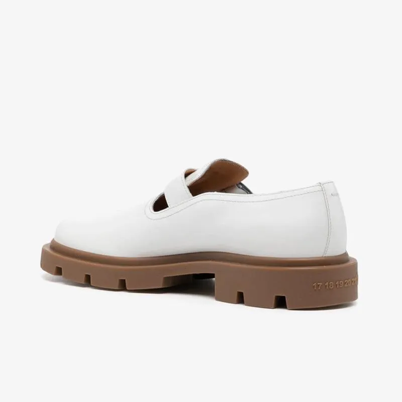 White Leather Monk Loafers