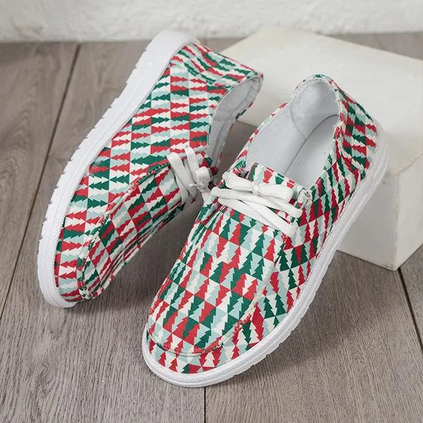 Women's Fashionable Casual Plaid Flat Canvas Shoes 68233621S
