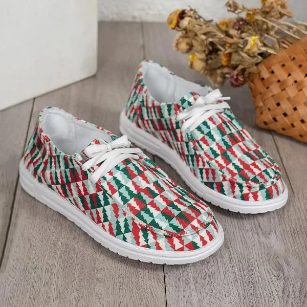 Women's Fashionable Casual Plaid Flat Canvas Shoes 68233621S